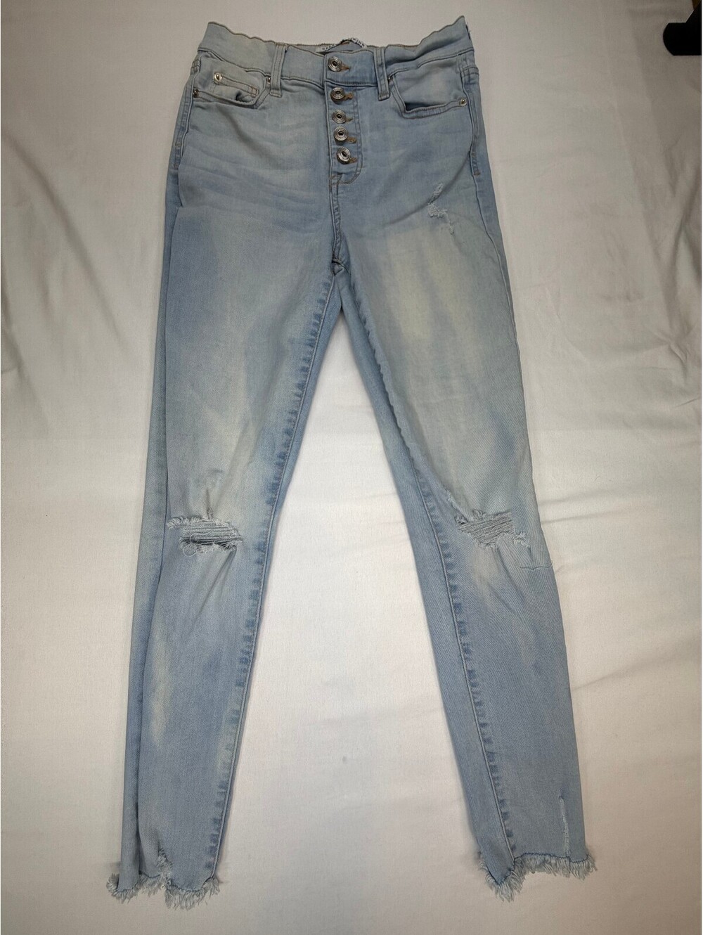 Celebrity Pink The Spice Women's Skinny Jeans Distressed Buttons Size 7/28 Blue